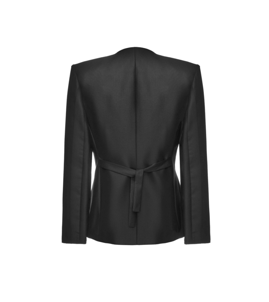 Single-Breasted Black Wool Jacket