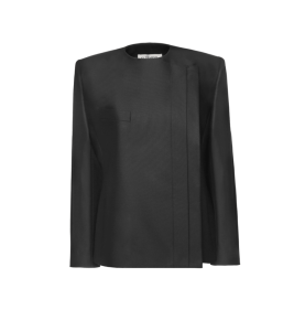 Single-Breasted Black Wool Jacket